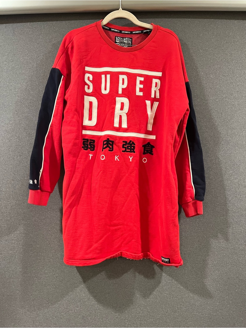 Superdry Red Sweater with Navy Sleeves